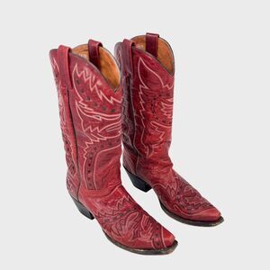 Dan Post Sidewinder Womens Western Boots Red Leather Mid Calf Cowgirl US 7.5 M